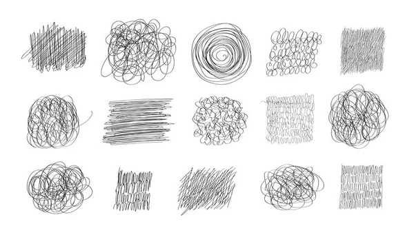 Scribble Lines Set Collection Doodles Hatching Design Elements Vector Simple —  Vetores de Stock