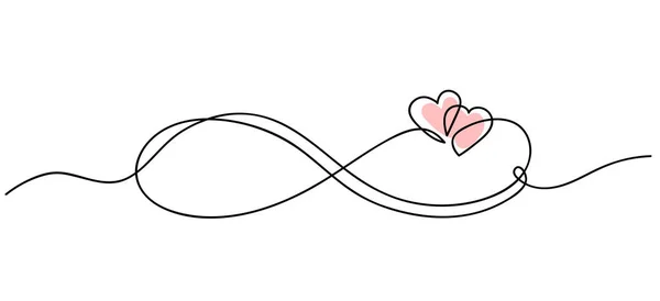 Значок Нескінченності Любові Безперервна Лінія Зображення Символу Серце Нескінченність Концепція — стоковий вектор