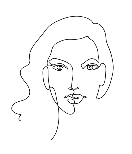 美少女の顔 魅力的な若い女性の肖像画女性の美しさの概念 連続線画 白黒ベクトルイラスト ストックイラスト