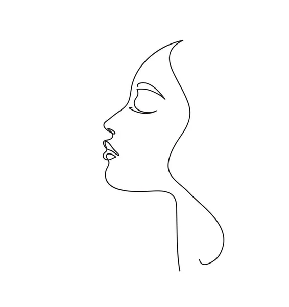 長い髪の女性のプロフィール 肖像画女性の美しさの概念 連続線画ベクトル図 ストックベクター