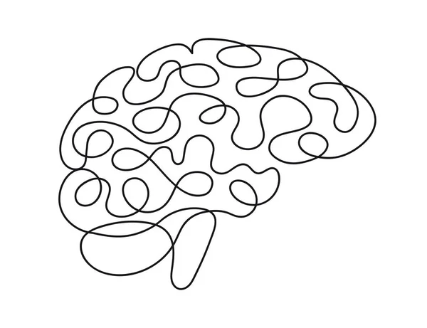 Піктограма Мозку Ізольована Білому Тлі Лінійне Мистецтво Ілюстрація Ескіз Людського — стоковий вектор