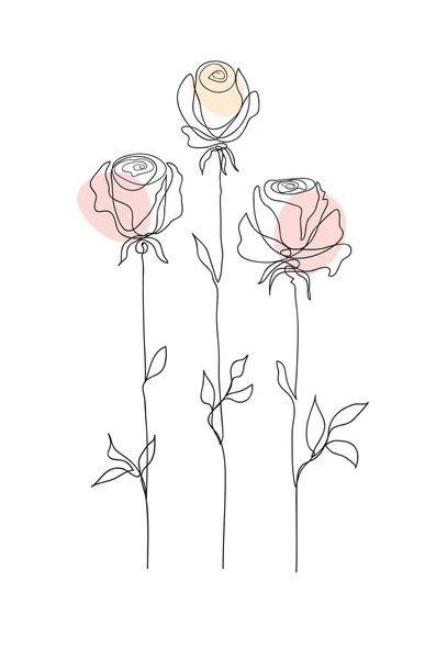 Розовый Цветок Непрерывный Рисунок Концепция Линейного Искусства Стильный Современный Стиль — стоковый вектор