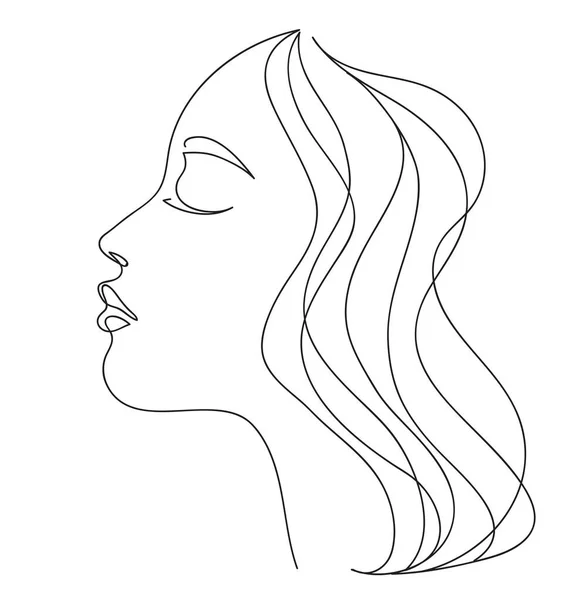 Profil Femme Aux Cheveux Longs Portrait Féminin Concept Beauté Illustration — Image vectorielle