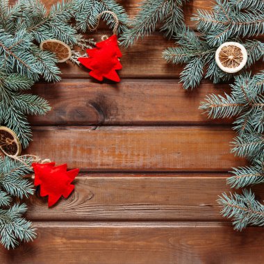 new year background, christmas decoration on wooden background