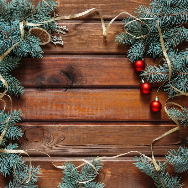 New Year Background Christmas Decoration Wooden Background — Fotografia de Stock