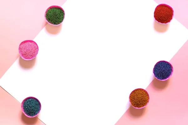Красочные Стеклянные Бусины Разнообразие Форм Цветов Сделать Бусины Ожерелье Нить — стоковое фото