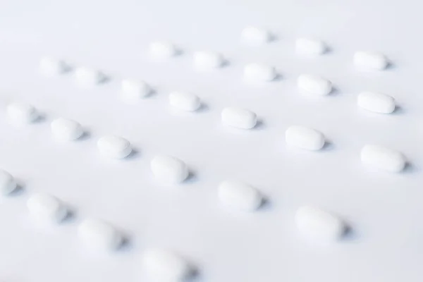 Scattered White Pills White Background Mock Special Offers Advertising Web — Stock Photo, Image
