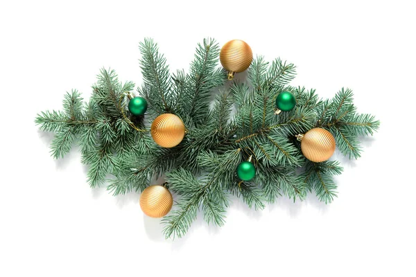 Christmas Frame Made Christmas Tree Branches Christmas Toys Pine Cones — Stock Photo, Image