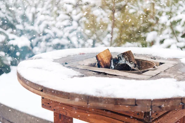 Firewood Winter Fire Specially Equipped Place You Can Warm — Stok fotoğraf