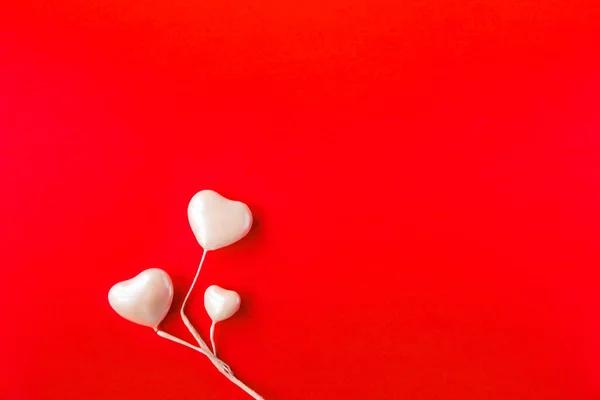 Bannière Saint Valentin Avec Nombreux Cœurs Sur Fond Rouge Avec — Photo