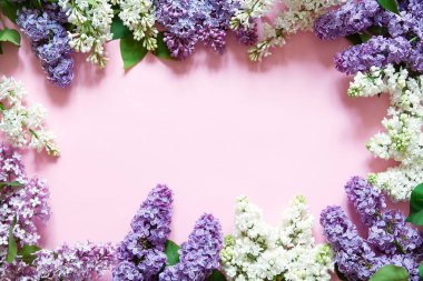 Güzel çiçek aranjmanı. Leylak çiçekleri, açık renkli arka planda yazı için boş alan. Düğün, doğum günü. Sevgililer Günü, Anneler Günü. Boşluğu kopyala