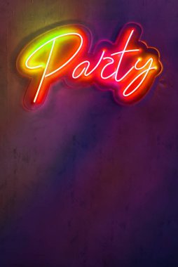neon light, colorful background, party sign glowing neon sign banner