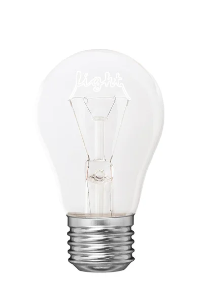Glühbirne Isolierte Leuchtend Gelbe Glühbirne Filamentbeschriftung Licht Geschäftsidee Konzept — Stockfoto