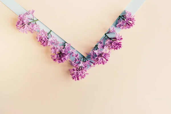 Glücklicher Muttertag Frauentag Oder Geburtstag Floral Flach Legen Minimalismus Grußkarte — Stockfoto