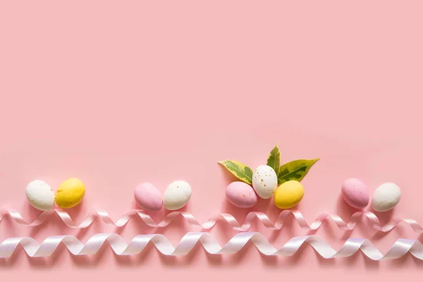 Mutlu Paskalya Dekorları Boş Tebrik Kartı Davetiye Maketi Şenlikli Pastel — Stok fotoğraf