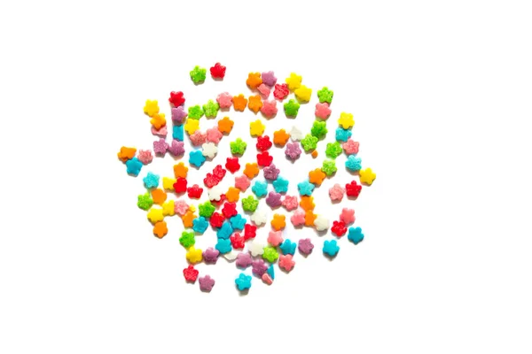 Cukierki Posypuje Się Wszystkich Kolorach Tęczy Izolowane — Zdjęcie stockowe