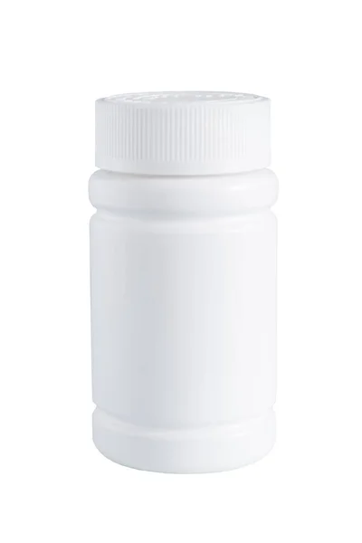 Medicamento Blanco Botella Vitamina Mockup Aislado Sobre Fondo Blanco Frascos —  Fotos de Stock