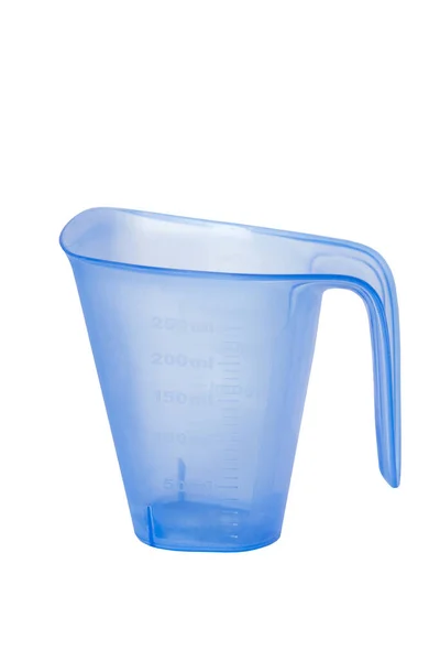 Empty Blue Plastic Beaker Handle Holder Isolated White Background — Stock Photo, Image