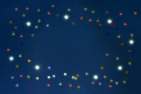 Fundo Férias Abstrato Azul Textura Com Estrelas Confetti Fundo Azul — Fotografia de Stock