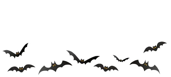 Morcegos Isolados Fundo Branco Decorações Halloween Morcegos Papel Halloween Festa — Fotografia de Stock