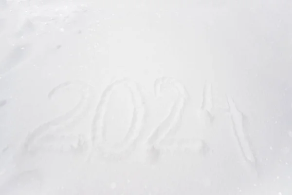 2024 Written Snow Handwritten Flat Snow Surface Numbers Snow New — Stock Photo, Image
