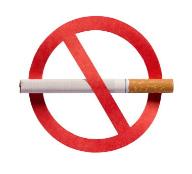 Stop smoking icon. No smoking concept. Red forbidden sign with a cigarette, isolated on a white background. clipart