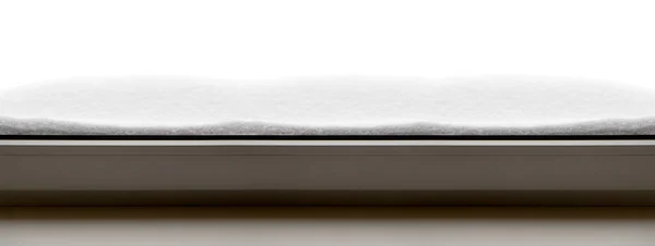 white snow on the window, banner, isolated on a white background