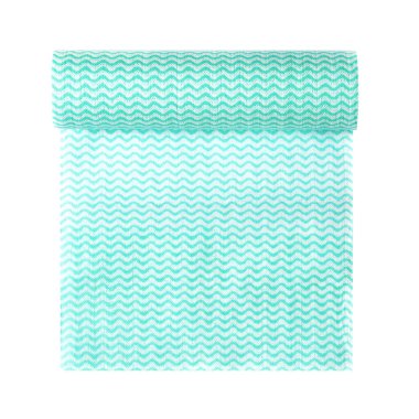 Bir rulo tekstil mutfak peçetesi, beyaz arka planda izole edilmiş bez havlular.