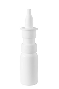 Tıp şişe burun spreyi üzerinde beyaz izole