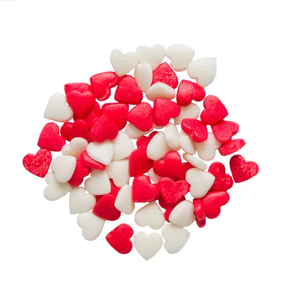 Červená Bílá Srdce Posypy Pro Cukráře Izolované Bílém Pozadí Royalty Free Stock Obrázky