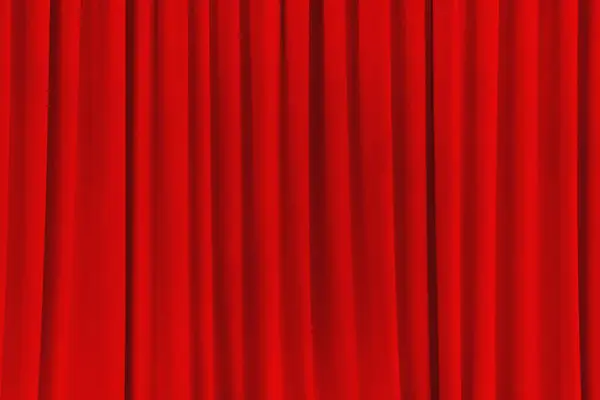 Roter Theatervorhang Der Als Gerade Linie Herunterfiel Hintergrund Zum Einfügen lizenzfreie Stockbilder