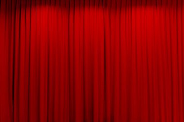 Kırmızı tiyatro perdesi düz bir çizgi olarak indi. Metin eklemek için arkaplan, boş alanlar.