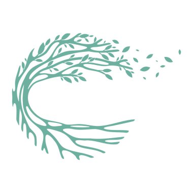 Abstract tree with leaves and roots over white clipart