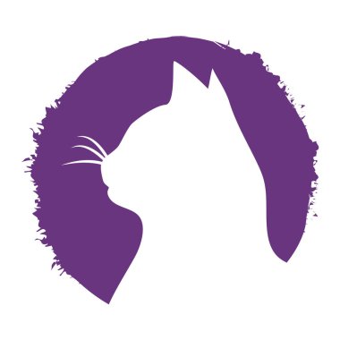 Bir kedinin silueti beyazın üzerinde profilde