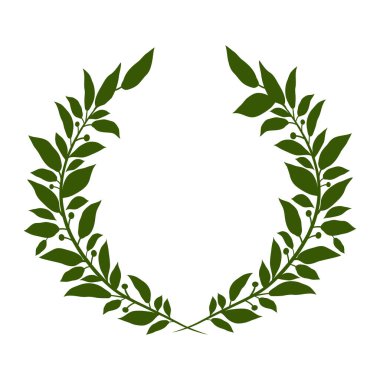 Beyaz arkaplanda yeşil otlardan oluşan bir çelenk