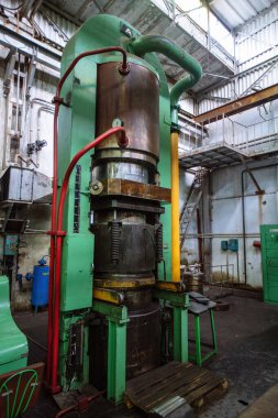 Hydraulic press in the factory workshop.