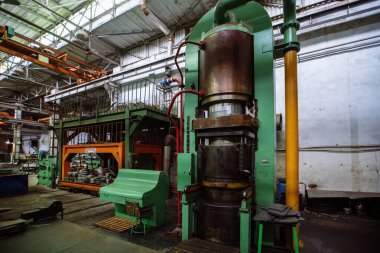 Hydraulic press in the factory workshop.