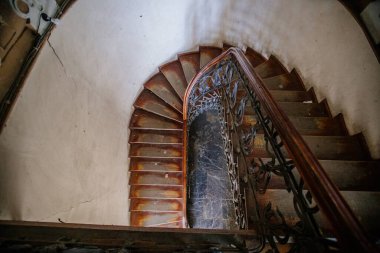 Vntage spiral staircase at the old mansion.