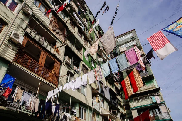 Clothes Hanging Rope Dry Residential District Batumi Georgia — Stock Photo, Image