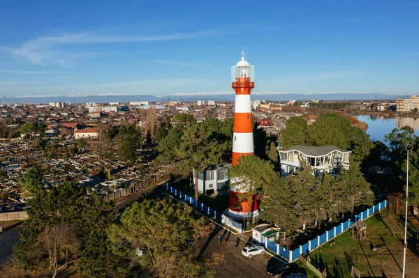 Lighthouse Sea Coast Poti Georgia Aerial Drone View — Photo