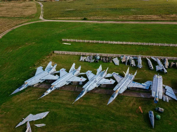 Vista Aérea Las Aeronaves Militares Aeródromo — Foto de Stock