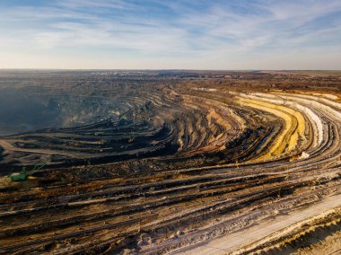 Open pit mine in mining and processing plant, aerial view. clipart