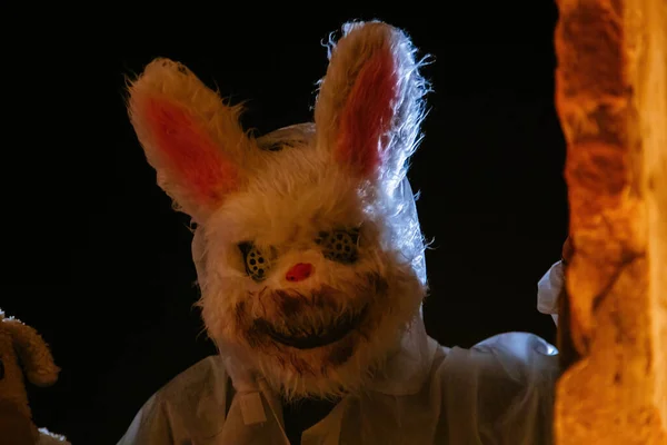 Hombre Con Máscara Conejo Aterrador —  Fotos de Stock