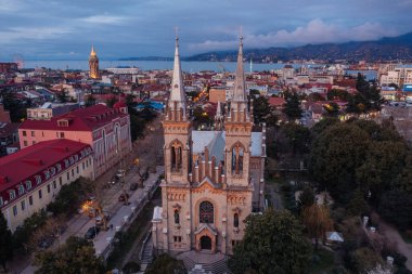 Tanrı 'nın Annesi' nin Batum Katedrali, insansız hava aracı görüntüsü..