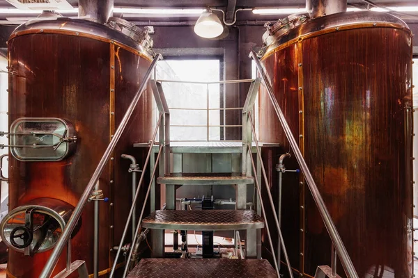 Ambachtelijke Bierproductielijn Particuliere Microbrouwerij — Stockfoto