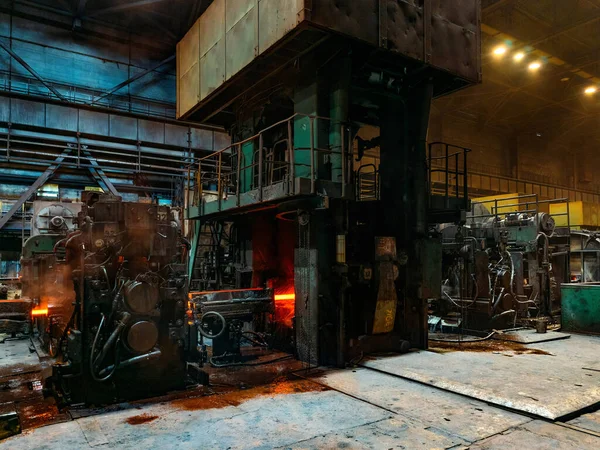 Gewalste Metalen Fabriek Warm Staal Bar Transportband Bewegen Door Rollen — Stockfoto