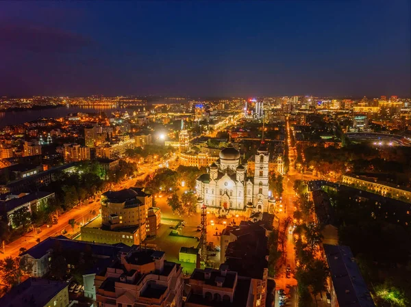 Καλοκαίρι Νύχτα Voronezh Αστικό Τοπίο Καθεδρικός Ναός Ευαγγελισμού Και Πύργος — Φωτογραφία Αρχείου