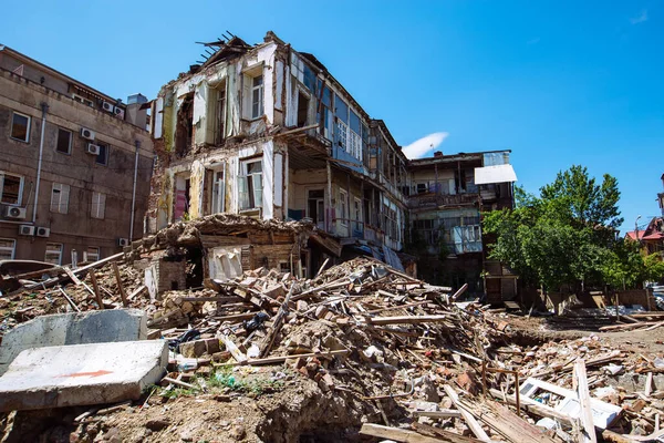 Разрушенное Жилое Здание Последствия Войны Взрыва Землетрясения Других Катастроф — стоковое фото