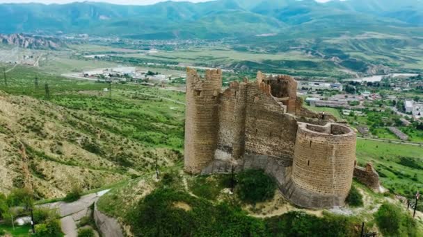 Antiga Fortaleza Antiga Mukhrani Ksani Castelo Ruína Nas Montanhas Vista — Vídeo de Stock