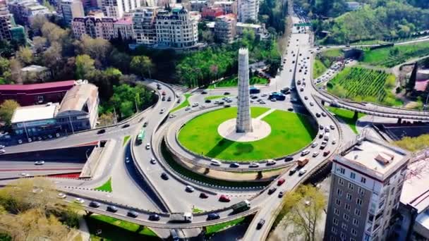 Ring Road Csomópont Közelében Square Heroes Tbiliszi Légi Felvétel Videóklipek